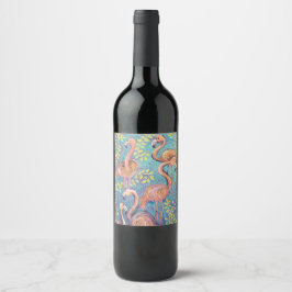 Étiquette Pour Bouteilles De Vin Pink flamingos