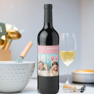 Étiquette Pour Bouteilles De Vin Pink Happy Blessed Easter   Venin