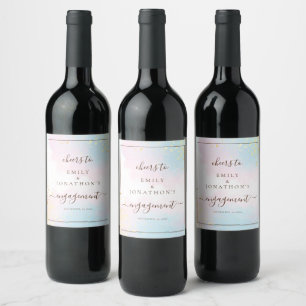 Étiquette Pour Bouteilles De Vin Pink Turquoise Aquarelle Noms Fiançailles