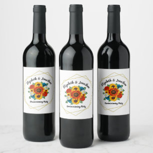 Étiquette Pour Bouteilles De Vin Pique-nique d'été Fleur géométrique