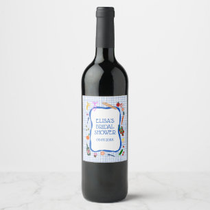 Étiquette Pour Bouteilles De Vin Pique-nique Vichy Moderne Mignon DOUCHE DE MARIÉE