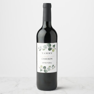 Étiquette Pour Bouteilles De Vin PixDezines Aquarelle Rustique Verdure Eucalyptus