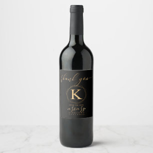 Étiquette Pour Bouteilles De Vin PixDezines Faux Gold Monogram A-Z, Nouveau M. Mme.