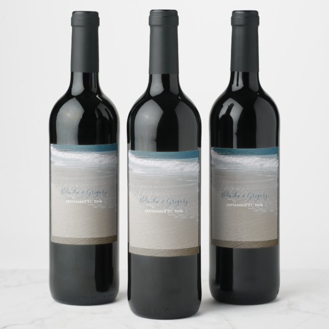 Étiquette Pour Bouteilles De Vin Plage balnéaire & Mariage de sable (Bouteilles)