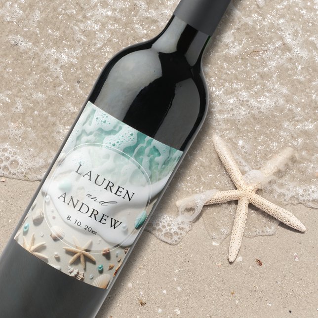 Étiquette Pour Bouteilles De Vin Plage Côté Mer Mariage personnalisé (Créateur téléchargé)