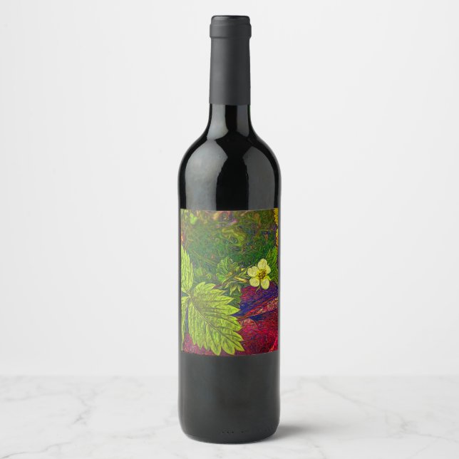 Étiquette Pour Bouteilles De Vin Plante de fraises sauvages (Devant)
