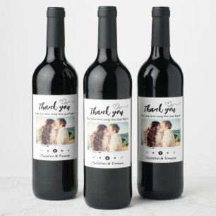 Étiquette Pour Bouteilles De Vin Playlist de la chanson noire et blanche Mariage ph
