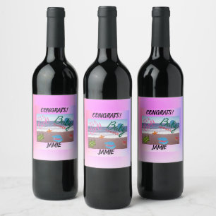 Étiquette Pour Bouteilles De Vin Plongée Pour La Joie : Fête De La Douche Pour Fill
