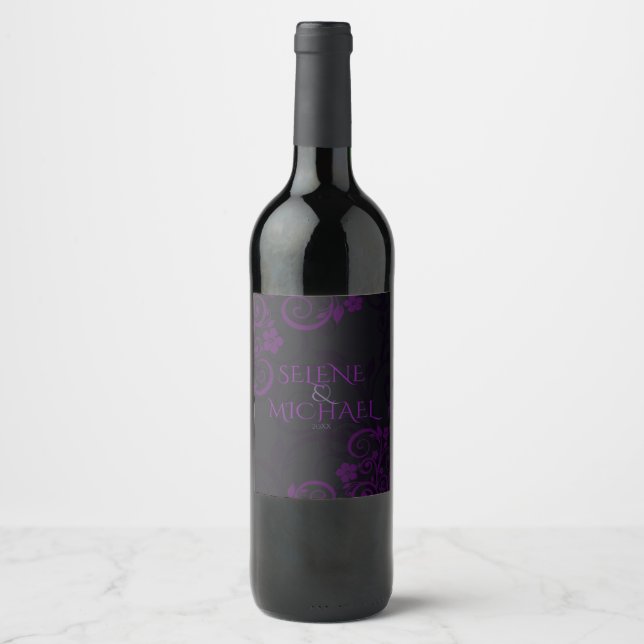 Étiquette Pour Bouteilles De Vin Plum gothique, Orné (Devant)