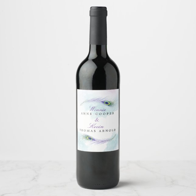Étiquette Pour Bouteilles De Vin Plume de paon  (Devant)