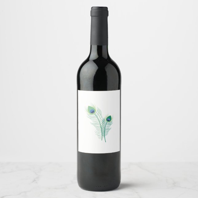 Étiquette Pour Bouteilles De Vin Plumes de paon (Devant)