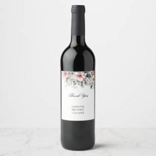 Étiquette Pour Bouteilles De Vin Poinsettia rose