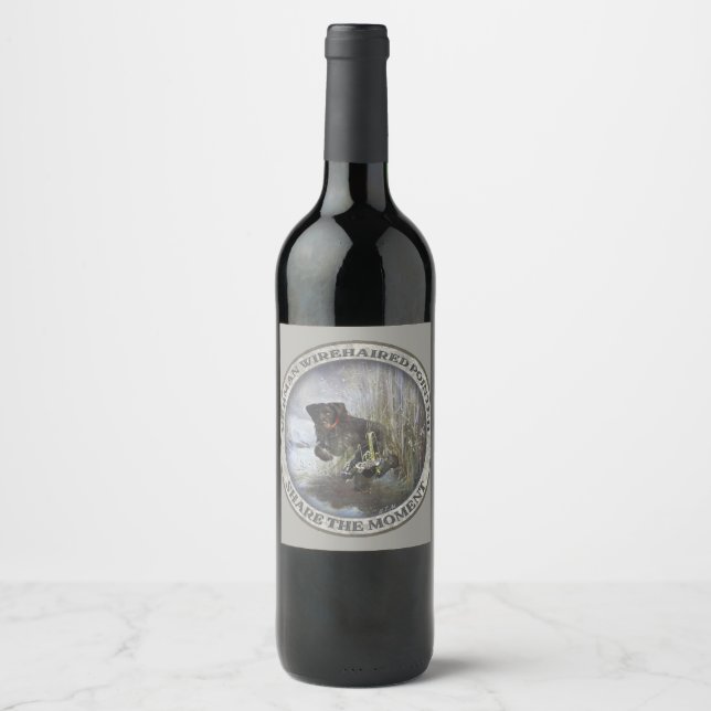 Étiquette Pour Bouteilles De Vin Pointeur À poils durs allemand (Devant)