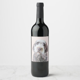 Étiquette Pour Bouteilles De Vin Pointing à poils durs Peinture Griffon - Art Chien