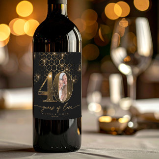 Étiquette Pour Bouteilles De Vin Points saillants Gold 40th Anniversary Photo ID116