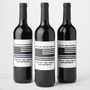 Étiquette Pour Bouteilles De Vin Police de la ligne bleue mince