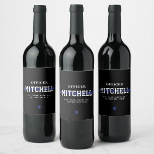 Étiquette Pour Bouteilles De Vin Policier personnalisé Ligne Bleue Mince