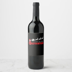Étiquette Pour Bouteilles De Vin Pompier Noël Cadeaux du Père Noël Fireman