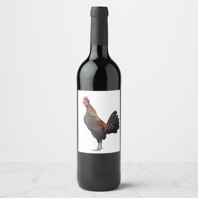 Étiquette Pour Bouteilles De Vin Poulet blanc (Devant)