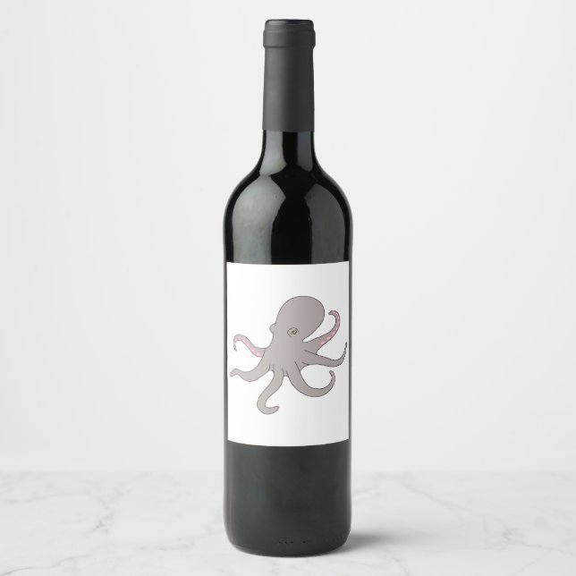 Étiquette Pour Bouteilles De Vin poulpe (Devant)