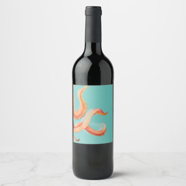 Étiquette Pour Bouteilles De Vin poulpe orange (Devant)
