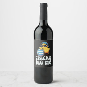 Étiquette Pour Bouteilles De Vin Poussins de Pâques me trouvent mignon œuf