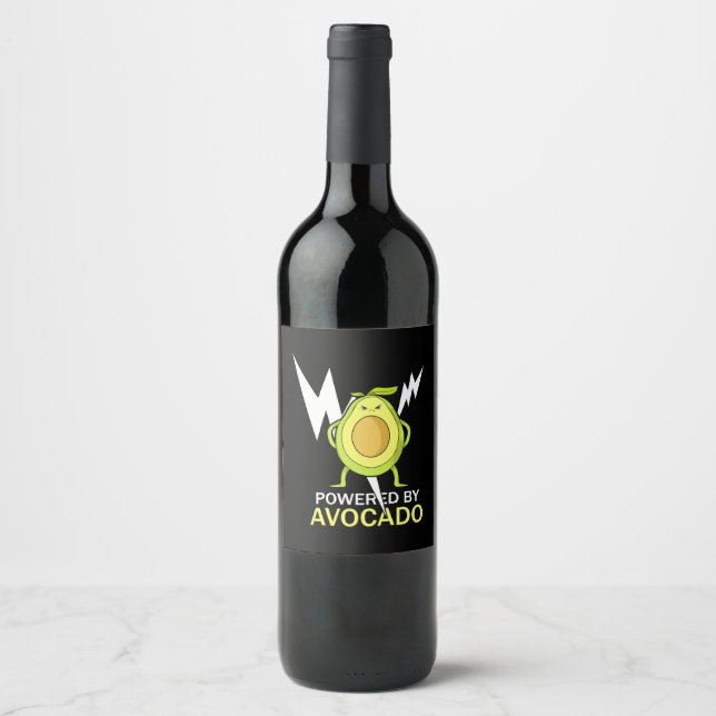 Étiquette Pour Bouteilles De Vin Powered by Avocado (Devant)