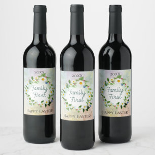 Étiquette Pour Bouteilles De Vin Premier cercle familial de marguerites