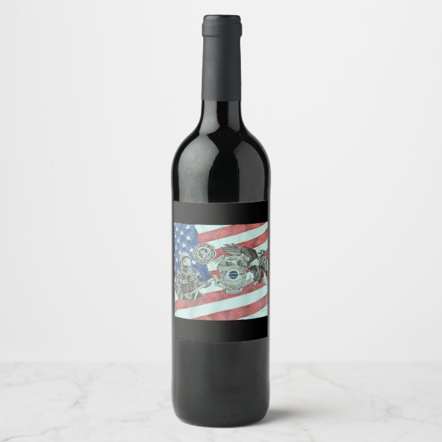 Étiquette Pour Bouteilles De Vin Premier répondeur patriotique (Devant)
