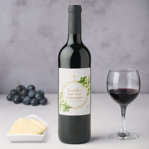Étiquette Pour Bouteilles De Vin Première Communion Florale Lys Marbre d'or