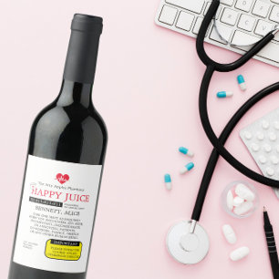 Étiquette Pour Bouteilles De Vin PRESCRIPTION Infirmière à vin diplôme GIN ÉTIQUETT
