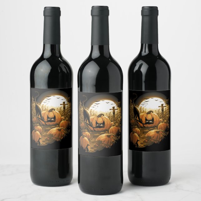 Étiquette Pour Bouteilles De Vin Pris dans un patch Éffrayant (Bouteilles)