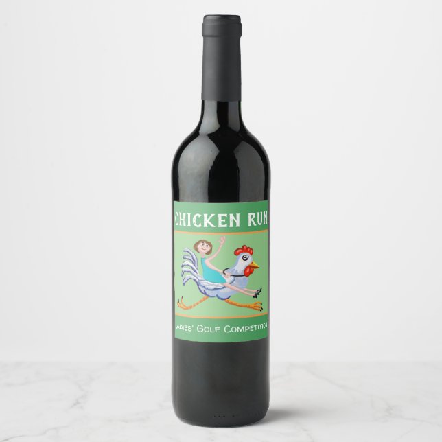 Étiquette Pour Bouteilles De Vin Prix de golf féminin "Chicken Run" (Devant)