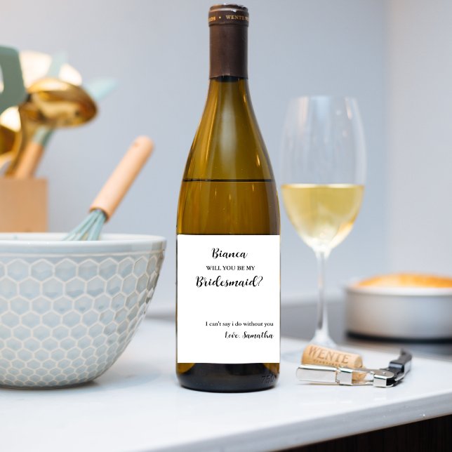 Étiquette Pour Bouteilles De Vin Propositions de Bridesmaid Seras-tu ma Bridesmaid (Créateur téléchargé)