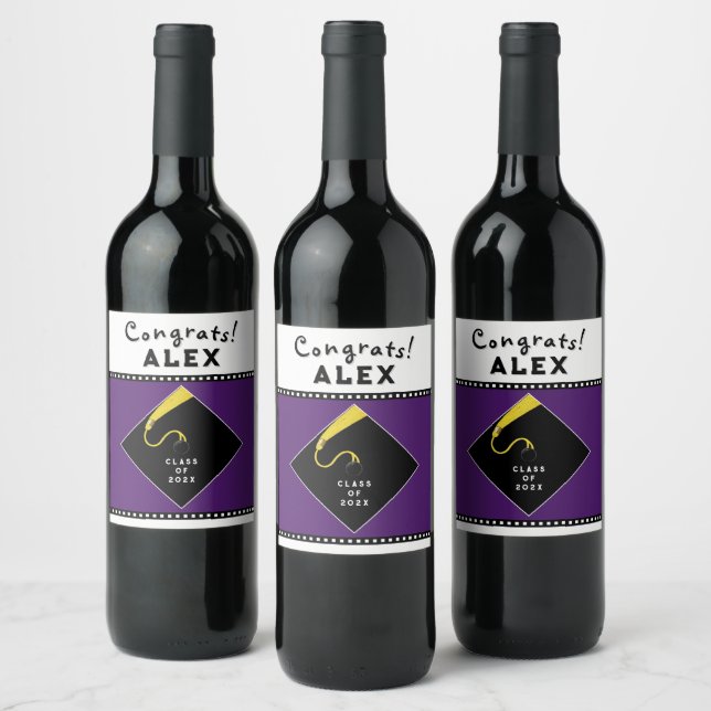 Étiquette Pour Bouteilles De Vin Purple Graduation (Bouteilles)
