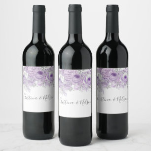 Étiquette Pour Bouteilles De Vin Purple Lavender Élégant Mariage moderne