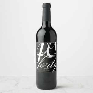 Étiquette Pour Bouteilles De Vin Quarantième fête d'anniversaire élégante
