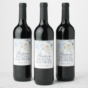 Étiquette Pour Bouteilles De Vin Quelque chose de bleu Fleurs d'hydrangea Fête de m