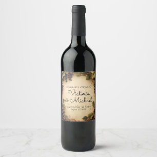 Étiquette Pour Bouteilles De Vin Raisin de vigne rustique nom personnalisé
