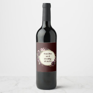 Étiquette Pour Bouteilles De Vin Raisins de vin Fleurs personnalisées Rouge Blanc