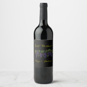 Étiquette Pour Bouteilles De Vin Raisins pourpres, Étiquette de vin classique (4 po