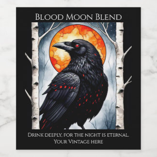 Étiquette Pour Bouteilles De Vin Ravens lunes sur les bouleaux