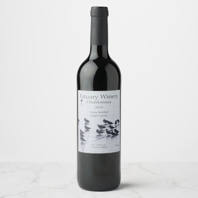 Étiquette Pour Bouteilles De Vin Raviers sur un lac (Devant)