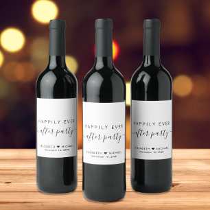 Étiquette Pour Bouteilles De Vin Réception de mariage fête minimale et heureuse pou