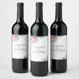 Étiquette Pour Bouteilles De Vin Réception de mariage moderne rose rose rose rose r