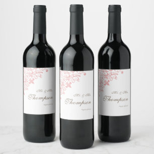Étiquette Pour Bouteilles De Vin Réception de mariage Regency French Pink Fleur de