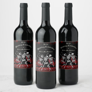 Étiquette Pour Bouteilles De Vin Red Death Dancing Skeletons Mariage gothique