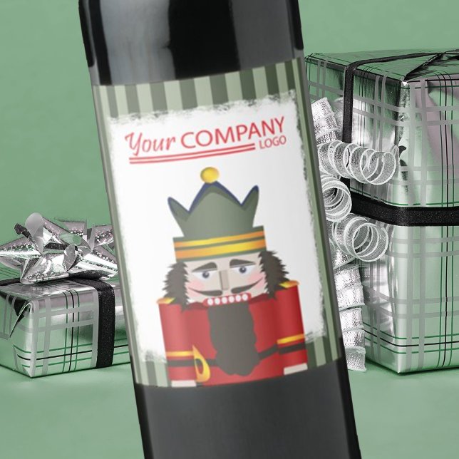 Étiquette Pour Bouteilles De Vin Red Nutcracker Company Logo Noël (company Christmas logo wine labels, corporate holiday stickers, red green nutcracker, bavarian)