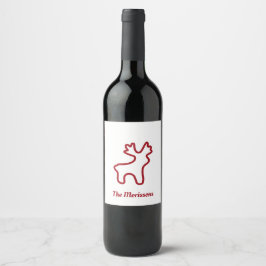 Étiquette Pour Bouteilles De Vin Red Reindeer Contour Personalized Name
