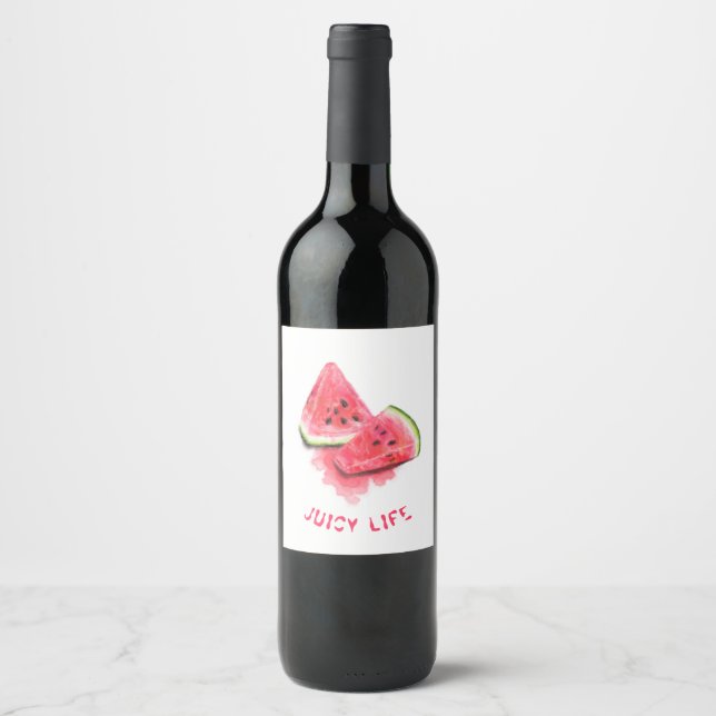 Étiquette Pour Bouteilles De Vin Red Sweet Juicy Watermelon (Devant)